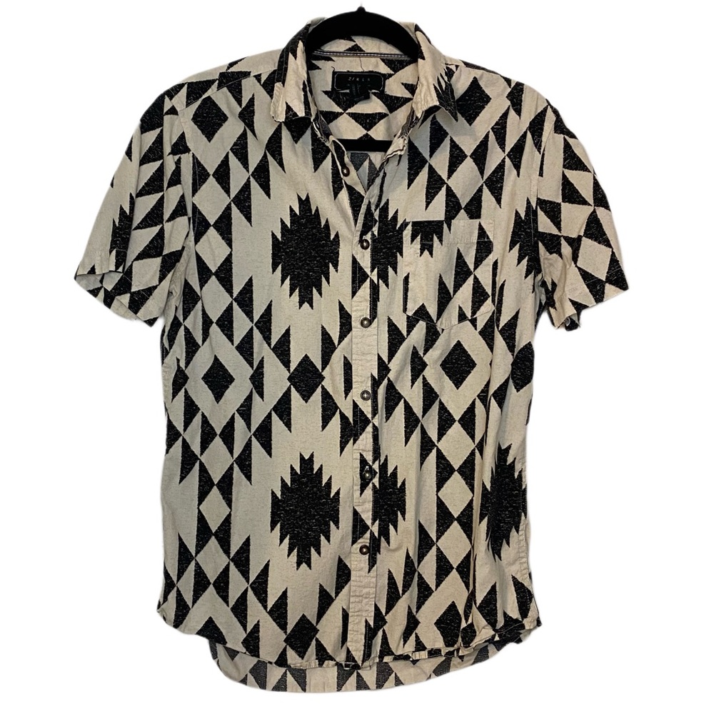 21 Men Short Sleeve Printed Button Up Shirt Small